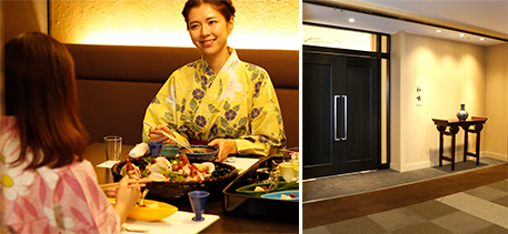ご夕食はリニューアルされた半個室お食事処～『和味』NAGOMI～にて♪ 個室風の落ち着いた空間でごゆっくりお食事をお楽しみ下さい。